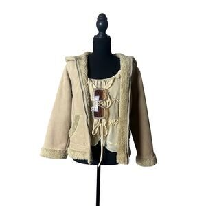 🧥 Y2K Mudd Cropped Penny Lane Faux Sherpa Jacket Size m